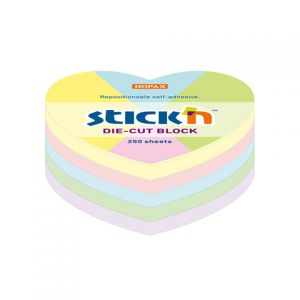 Karteczki samoprzylepne Stick'n 64x67mm, 250szt Serce pastelowe
